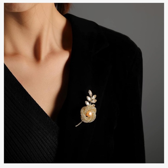 Rose Pin, Red Rose Flower Brooch Pin,Butterfly Brooch Pin,Painted Butterfly - Picture 5 of 5